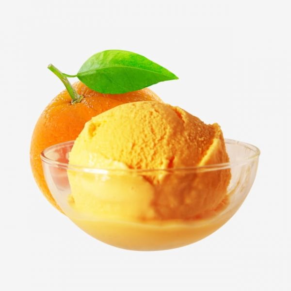 Orange Mango Ice Cream Scoop On Glass Bowl