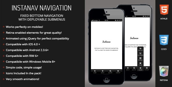 Fixed Footer Menu Mobile Template