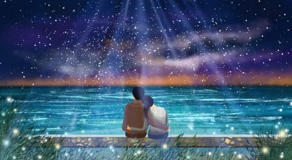 Seaside Dream Couple Illustration