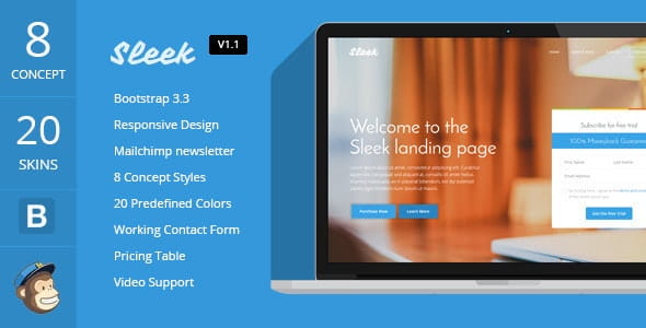 Sleek with Mobirise Bootstrap Page Builder