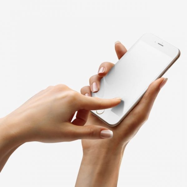 Touching Iphone 8 White Mockup (Turbo Premium Space)